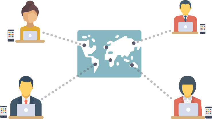 Trabajadores Remotos Conectados (793x469), Png Download