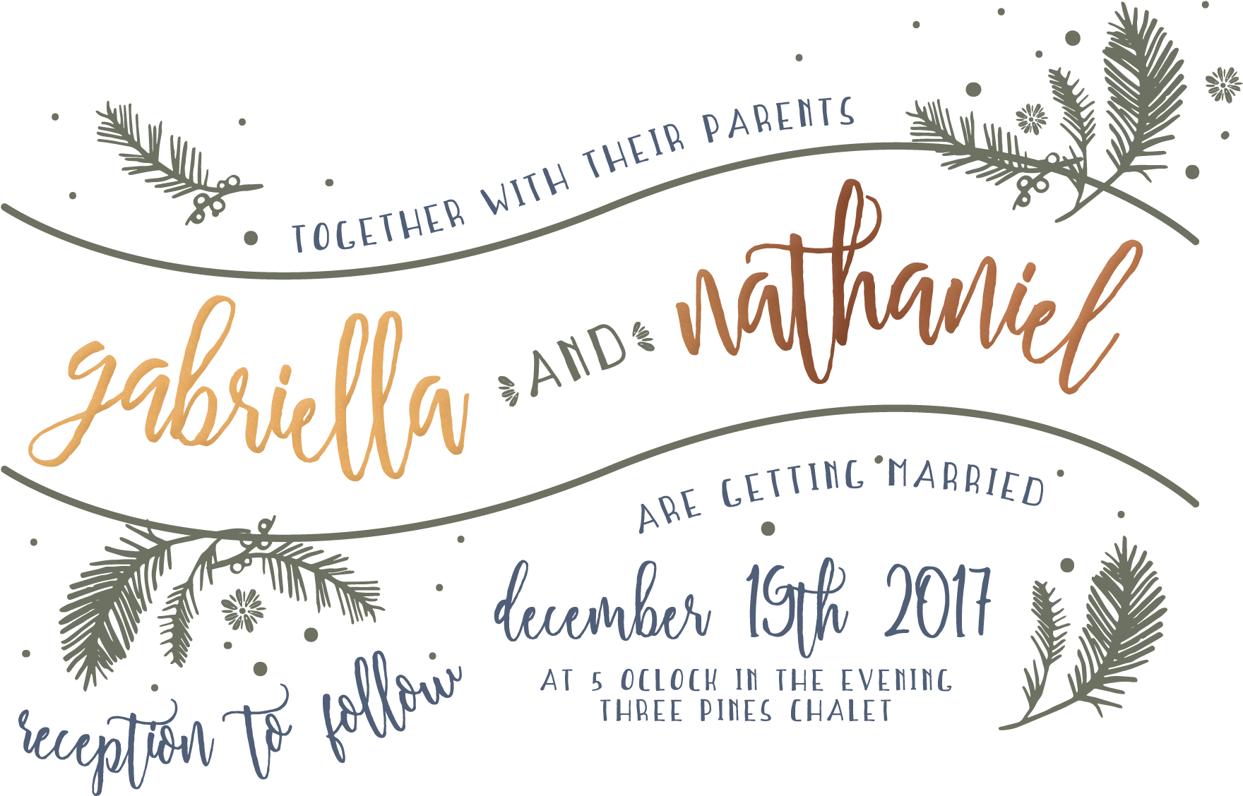 Copper Foil Invitations Floral (2100x1500), Png Download