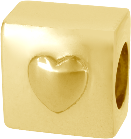 Cubo Corazón Dorado (675x900), Png Download