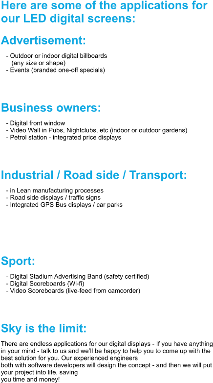 Here Are Some Of The Applications For Our Led Digital (438x929), Png Download