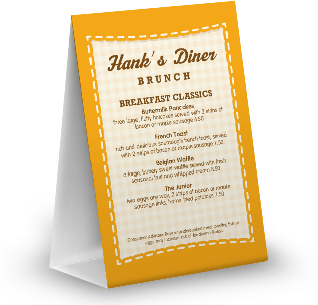 Customize American Breakfast Table Tent (628x628), Png Download