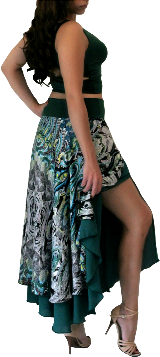 Two-tier Silk Touch Tango Dance Skirt (800x1200), Png Download