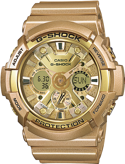 Reloj Casio G-shock Ga200 Dorado Resistencia Magnética (600x600), Png Download