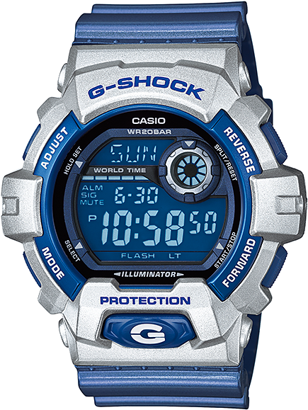 Reloj Casio G-shock G8900 Azul Con Plata (600x600), Png Download