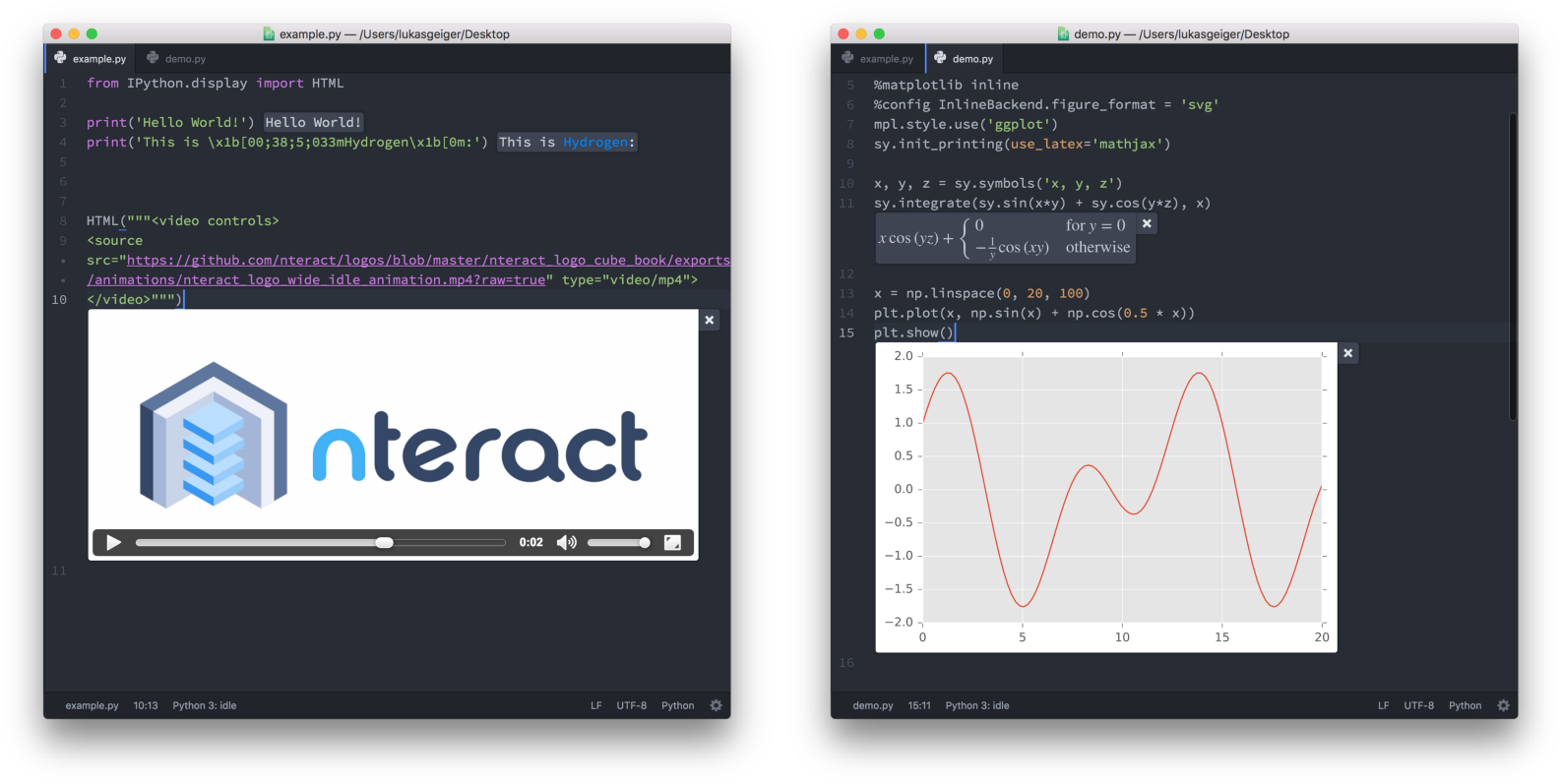 Hydrogen Executing Code In Atom (1600x808), Png Download