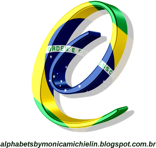 Bandeira Do Brasil Estilizada Nas Letras Do Alfabeto (600x600), Png Download