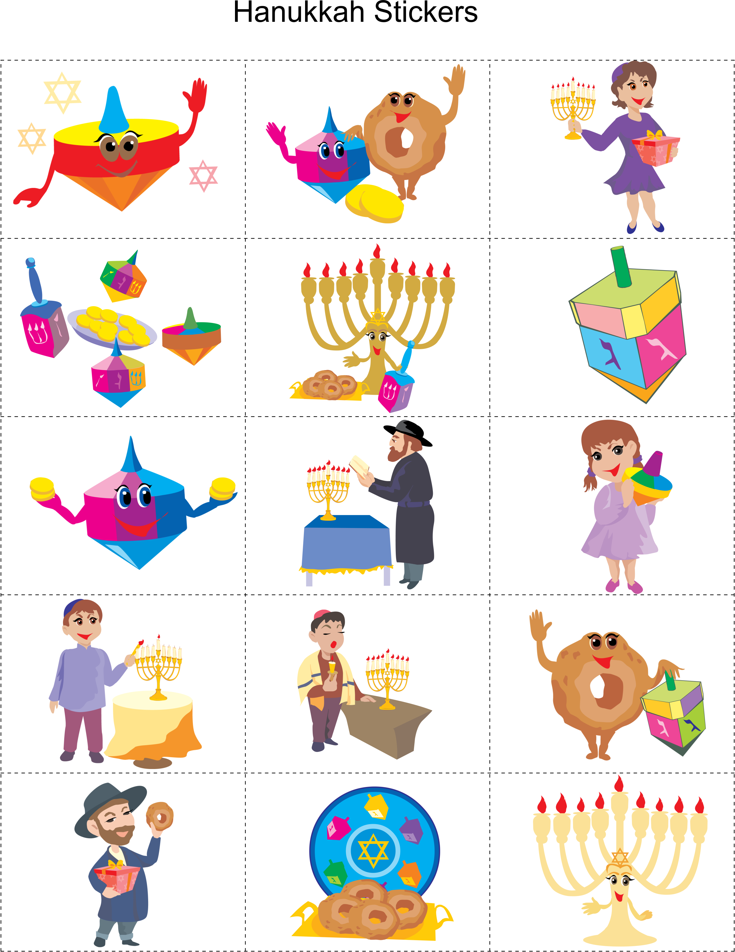 Hanukkah Printable Stickers Hanukkah Crafts, Happy (2496x3231), Png Download