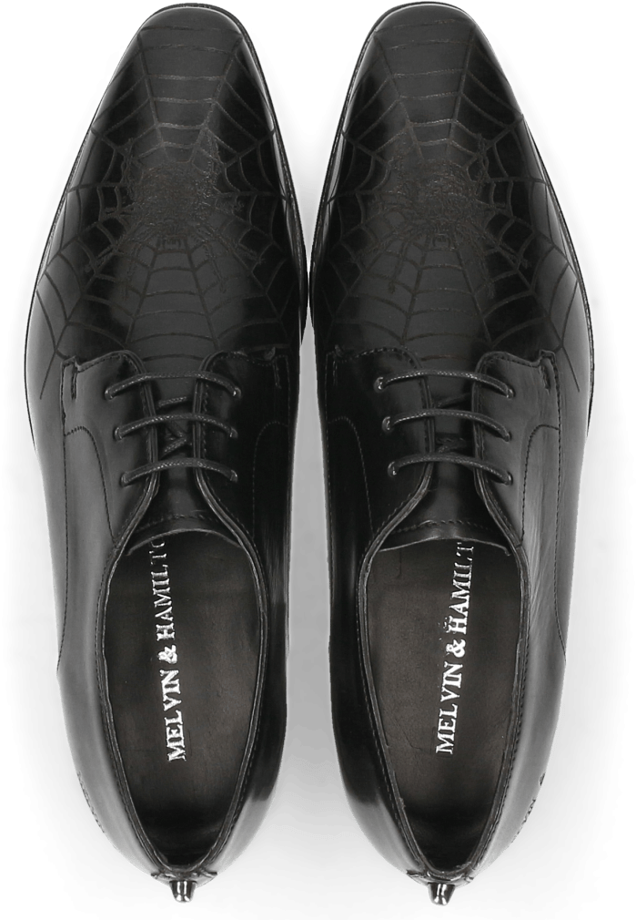 Derby Shoes Emma 7 Black Lasercut Spider Rivets Skull - Free ...