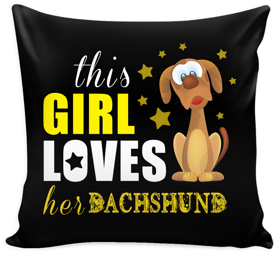 This Girl Love Her Dachshund Dog Pillow Cover (1024x1024), Png Download