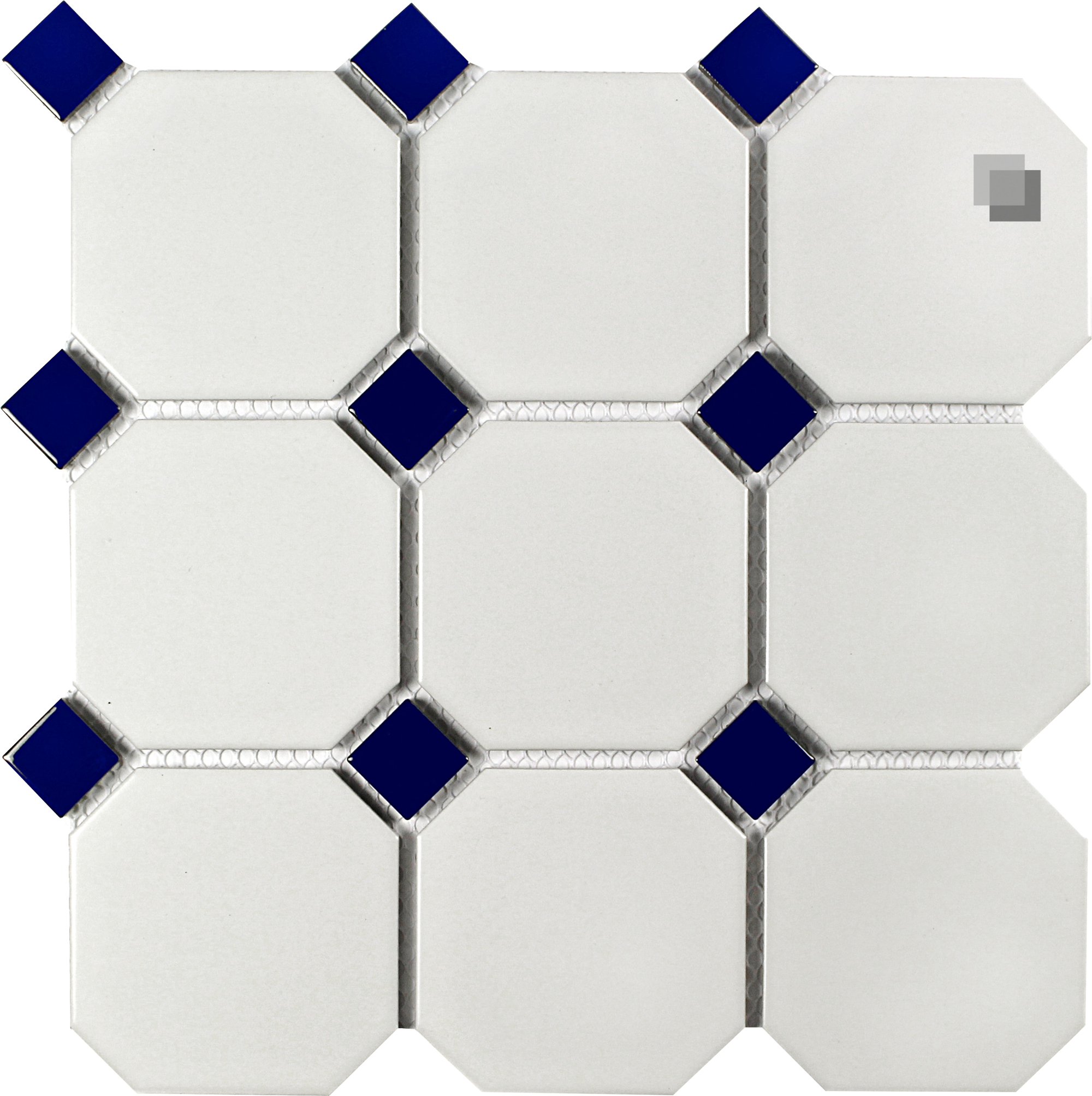 Octagon Mosaic White Dull With Blue Inlays 9,5x9,5 (2000x2007), Png Download