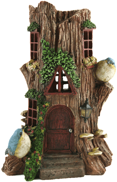 Tree Stump Solar Fairy House (640x640), Png Download