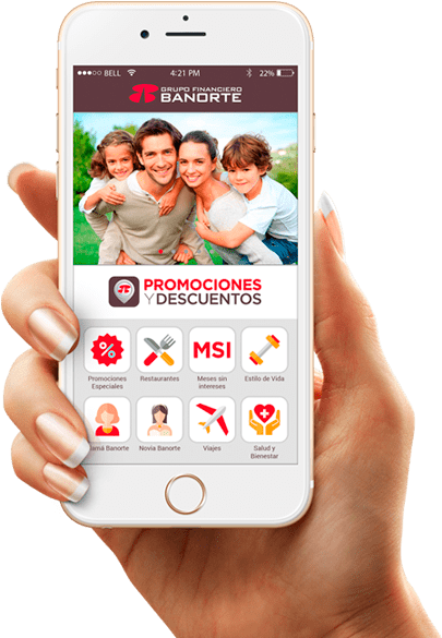 Mano Con Iphone 6 Y App Banorrte (570x594), Png Download