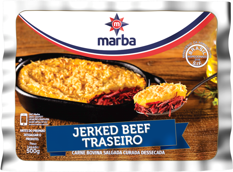 Jerked Beef Traseiro 500g (785x676), Png Download