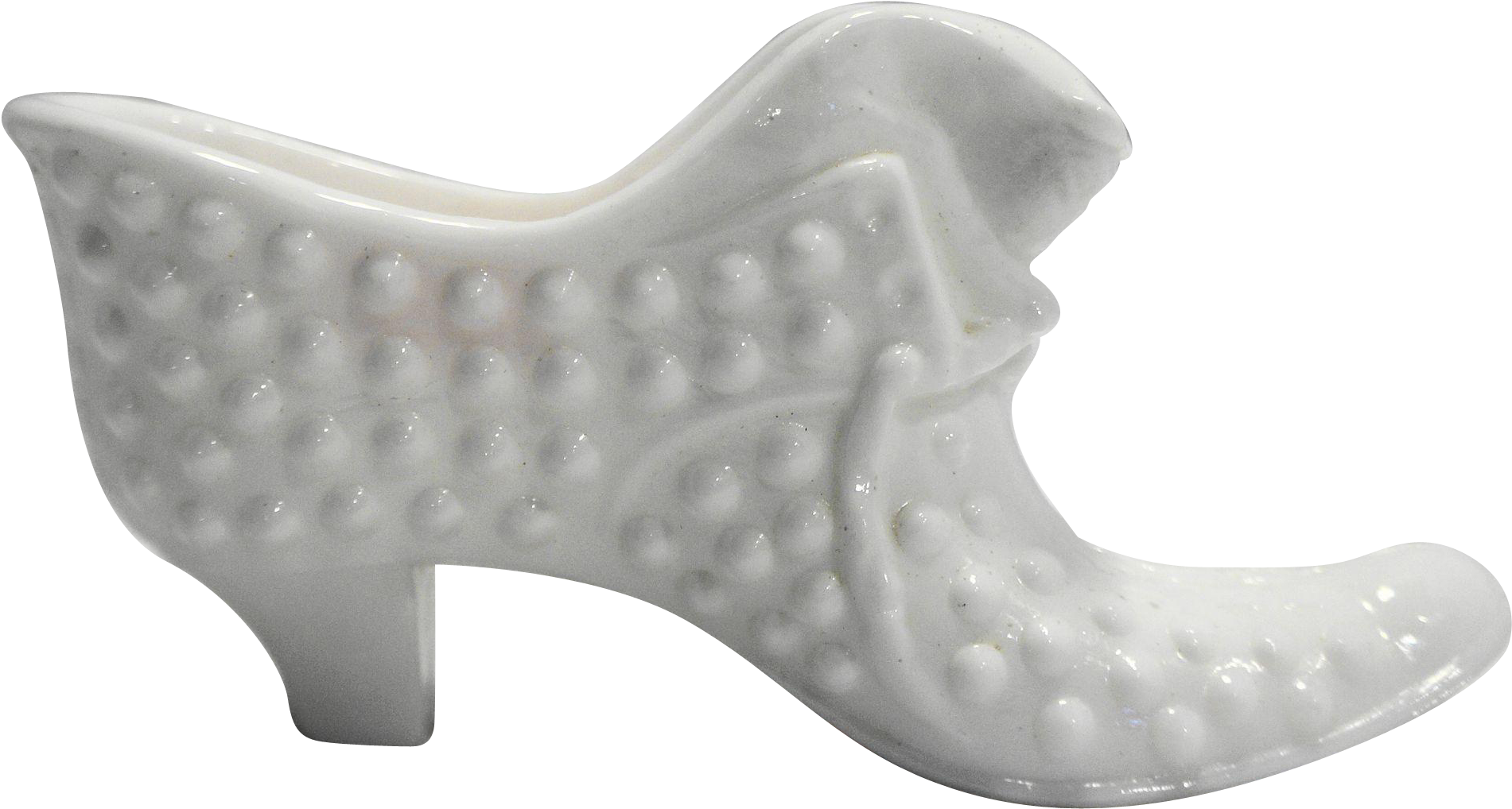 Fenton Hobnail White Milk Glass Shoe Slipper Cat Head (1900x1900), Png Download