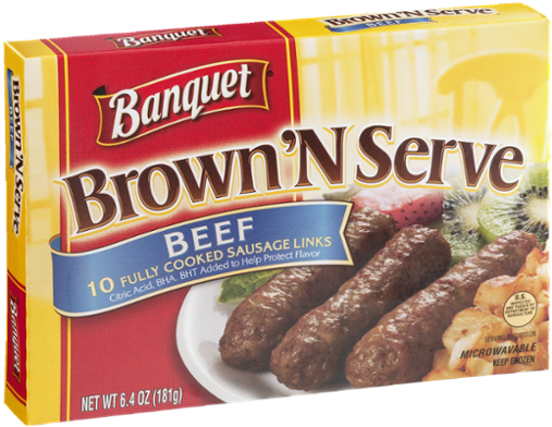 Banquet Brown 'n Serve Fully Cooked Beef Sausage Links (600x600), Png Download