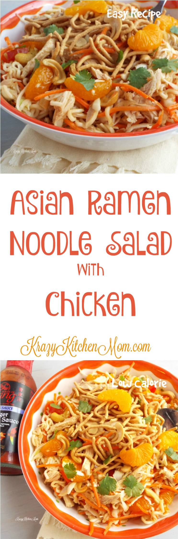 Asian Ramen Noodle Salad With Chicken (750x2250), Png Download