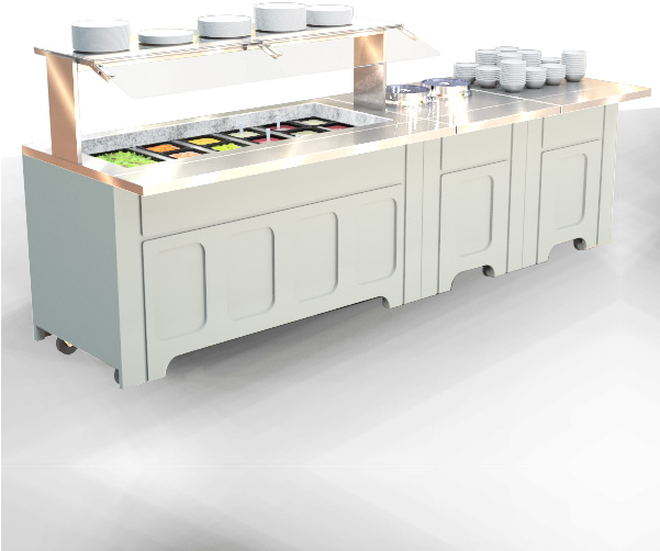 120" Refrigerated Salad Bar, 2 Soup Wells & Flat Counter, (600x600), Png Download