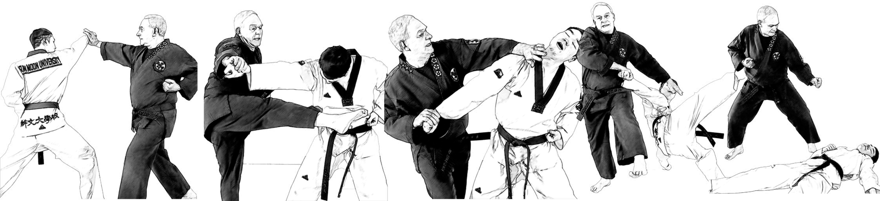 Step Out Right Leg , Knife Hand Block W/left Hand, (1796x412), Png Download