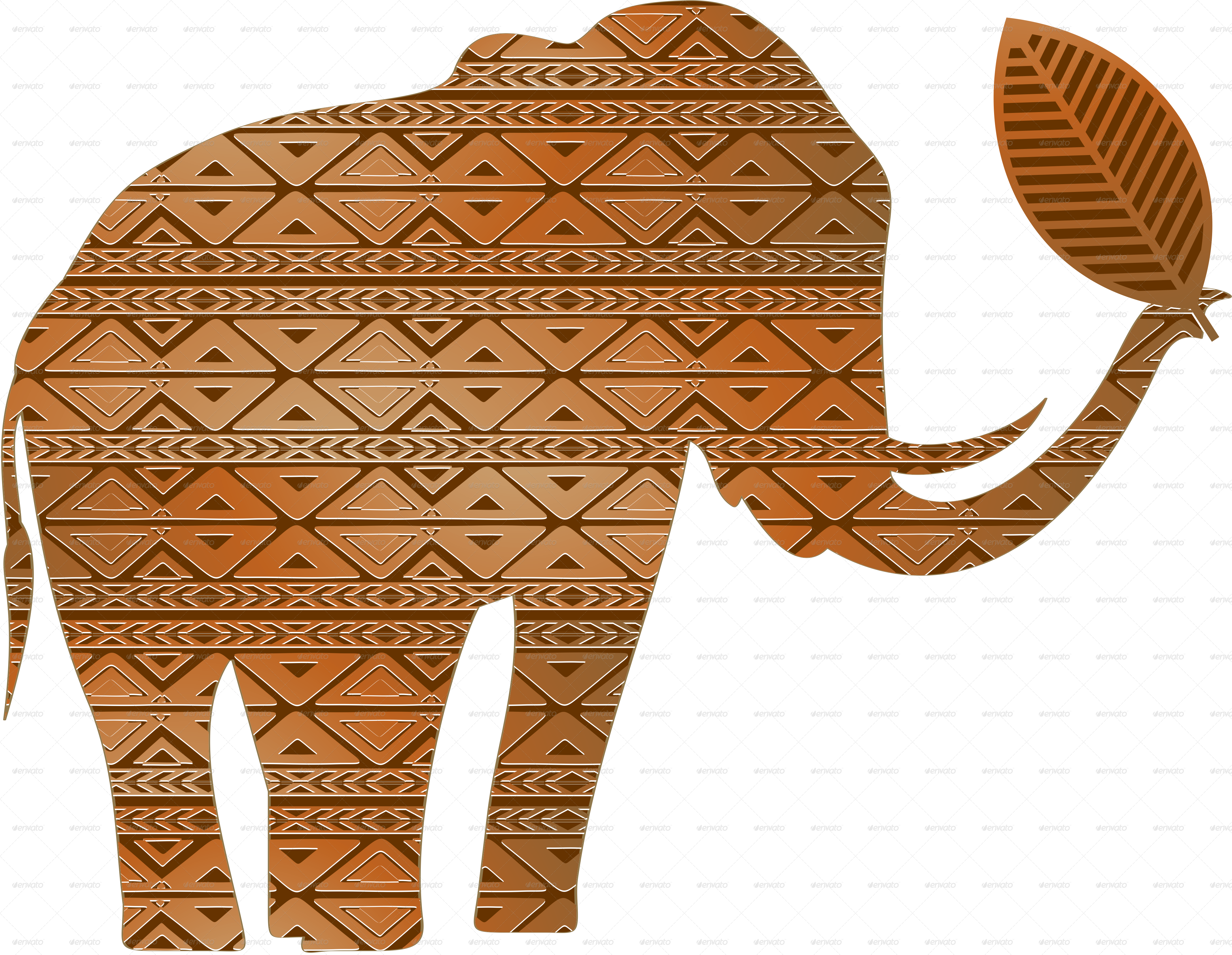 Elephant Shape Tribal Art Isolated-png (4277x3314), Png Download