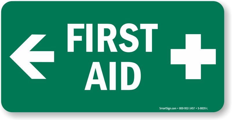 First Aid Sign With Left Arrow And Symbol (800x415), Png Download