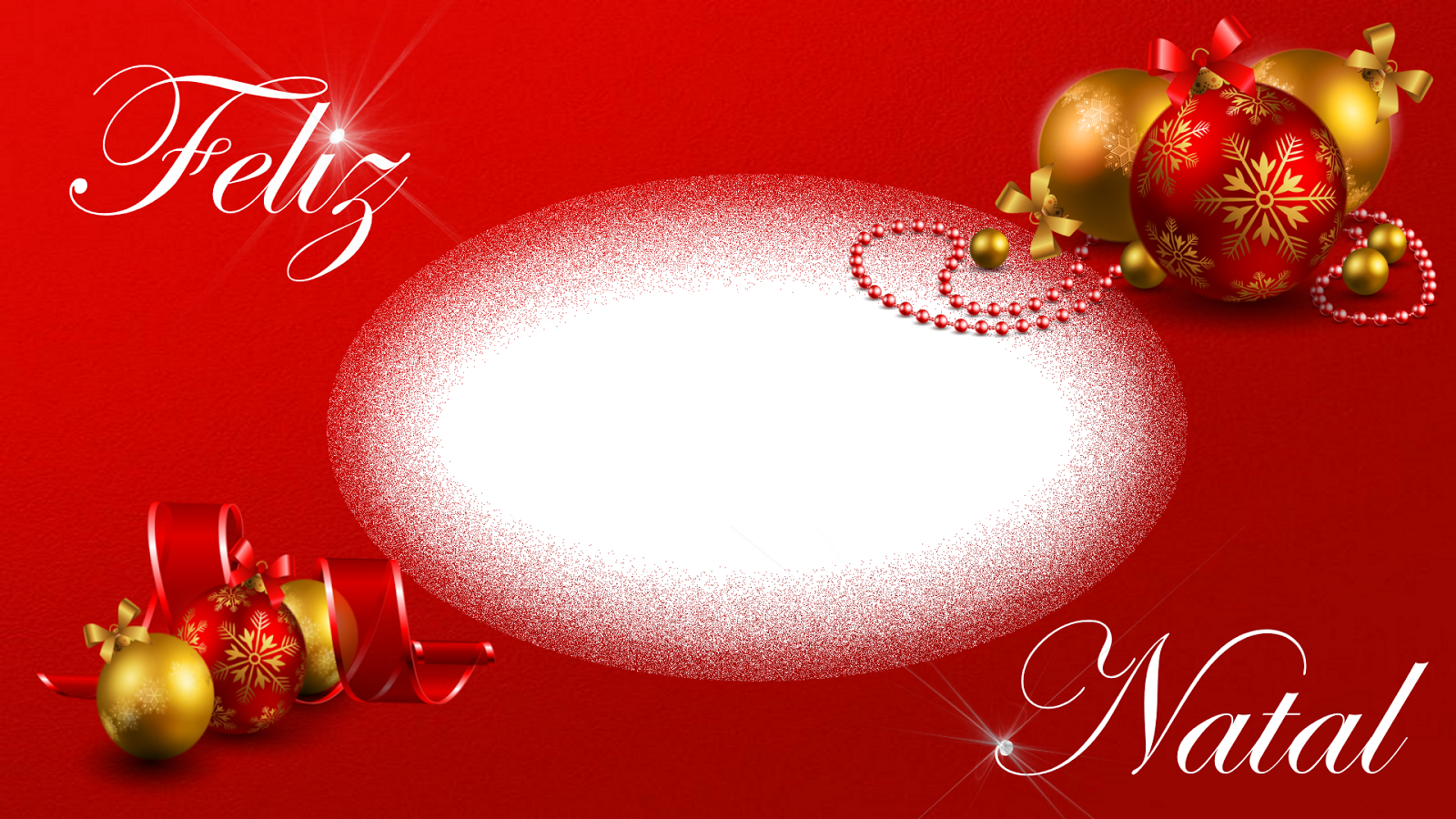 Moldura Natal 2017 Com Decoração Feliz Natal E Estrelas (1600x900), Png Download