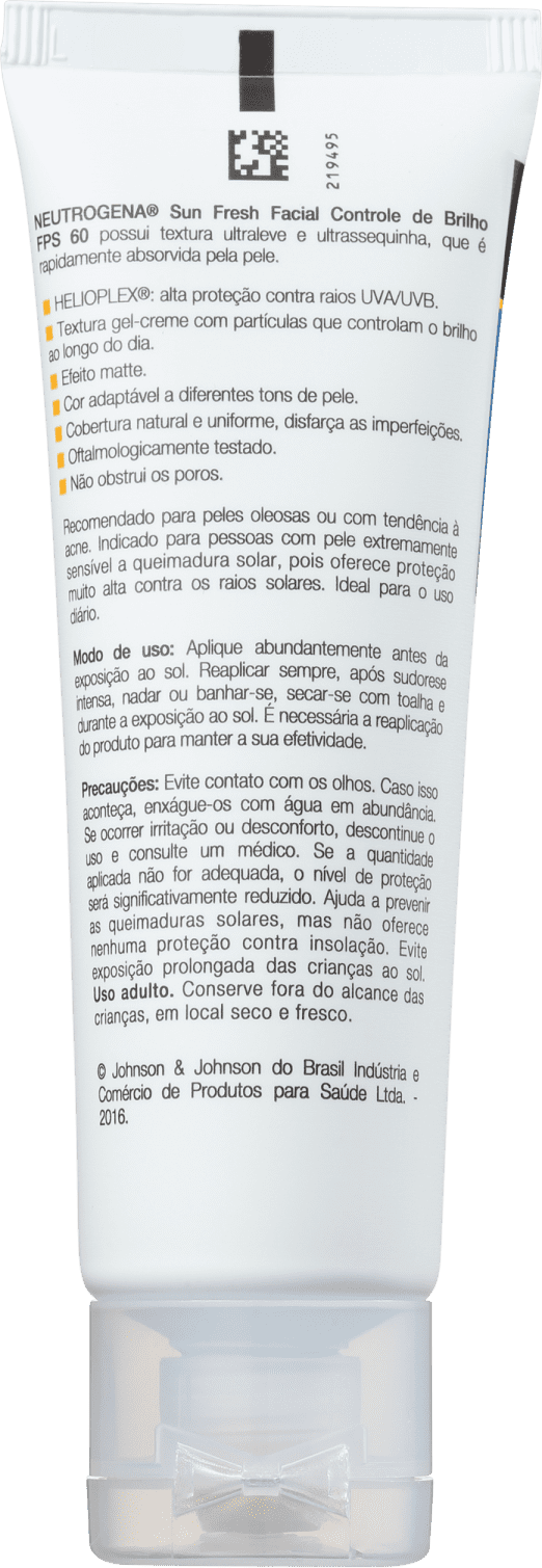 Neutrogena Sun Fresh Controle De Brilho Fps (522x1509), Png Download