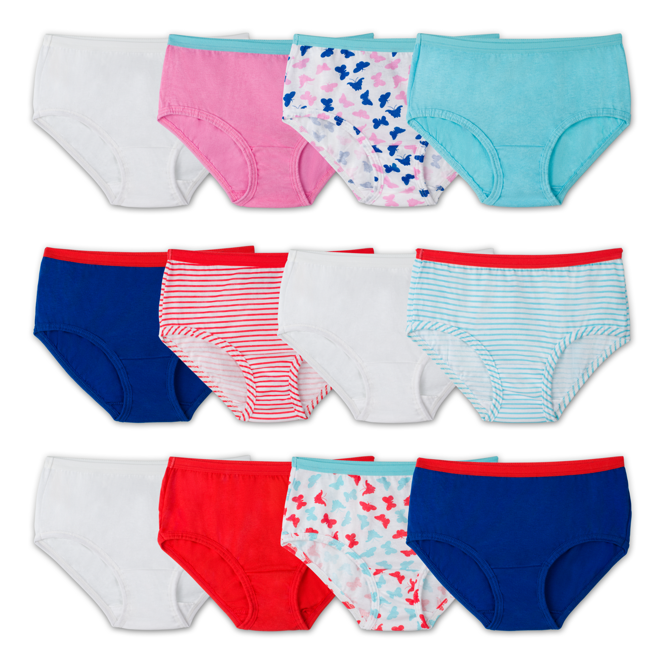 Girls' 12 Pack Assorted Color Brief Assorted Print (2232x2768), Png Download