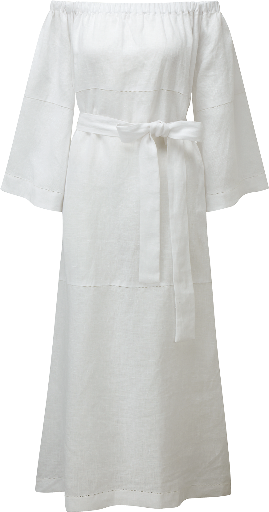Off Shoulder Dress White Linen Front V=1487216222 (1200x1740), Png Download