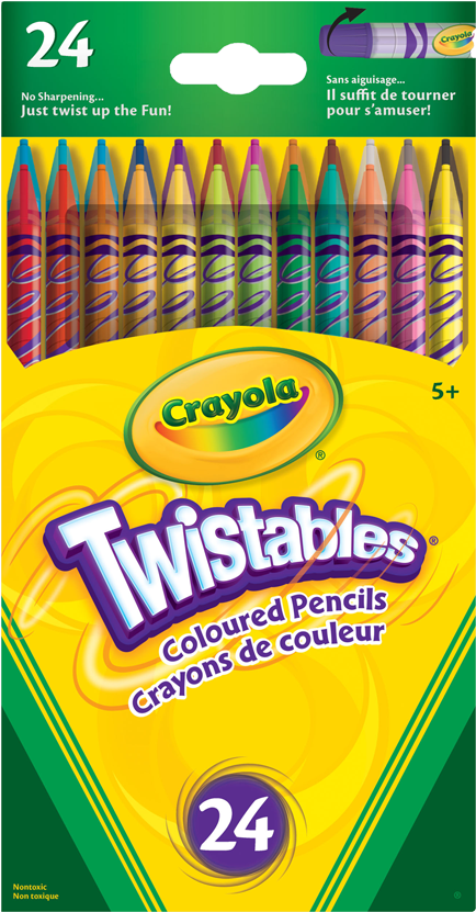 24 Twist Clrd Pencils Art (850x850), Png Download