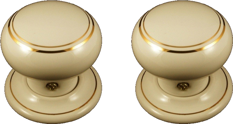 Chatsworth Porcelain Cream Double Goldline Door Knob (945x545), Png Download