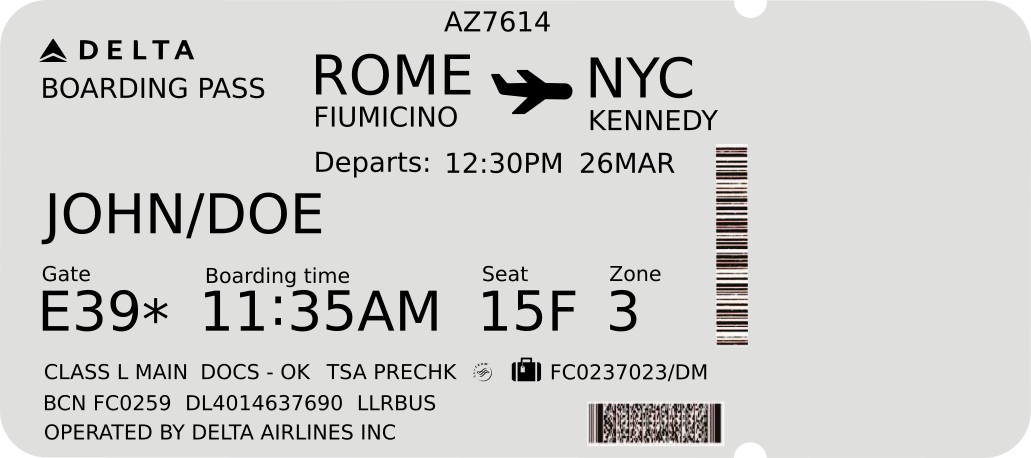 New Boarding Pass (1031x458), Png Download