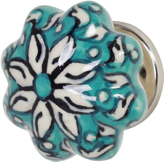 Doorknob - Aqua Flower (600x600), Png Download