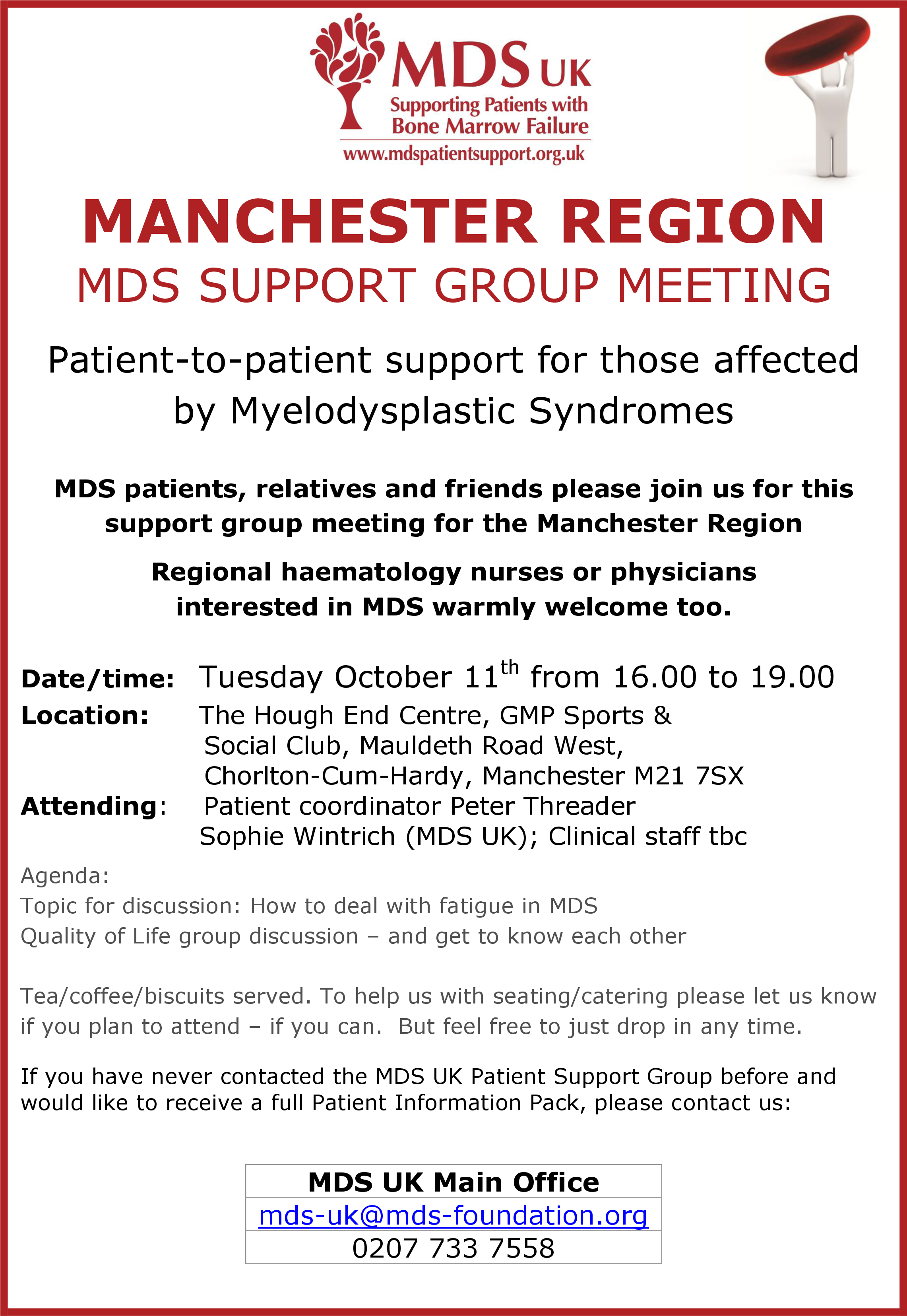 Manchester Region Mds Support Group Meetings (2481x3508), Png Download