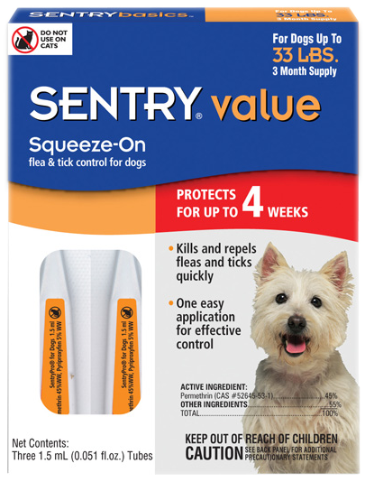 Sentry Value Flea & Tick Squeeze-on For Dogs Under (600x600), Png Download