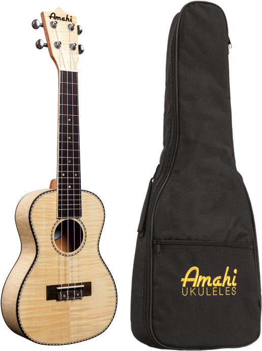Amahi Uk550c Concert Flamed Maple Ukulele W/ Bag (646x700), Png Download