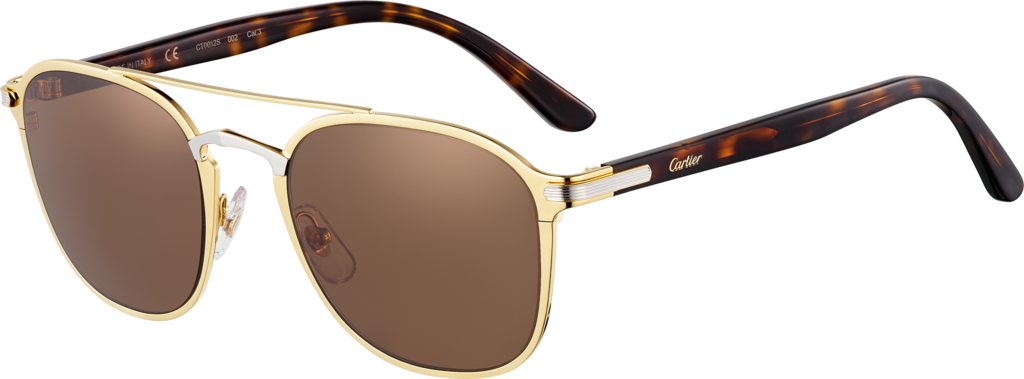 Gafas De Sol C De Cartiercombinadas Doradas Y Negras, (1024x379), Png Download