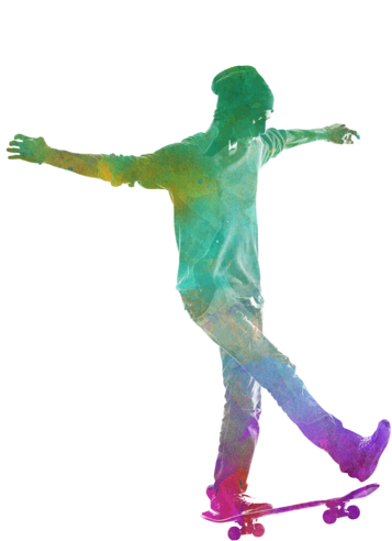 Bleed Area May Not Be Visible - Watercolor Skateboard Painting (560x700), Png Download