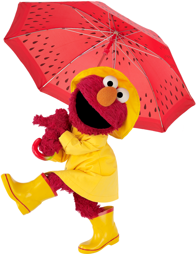 Elmo-umbrella - Elmo In The Rain (660x844), Png Download