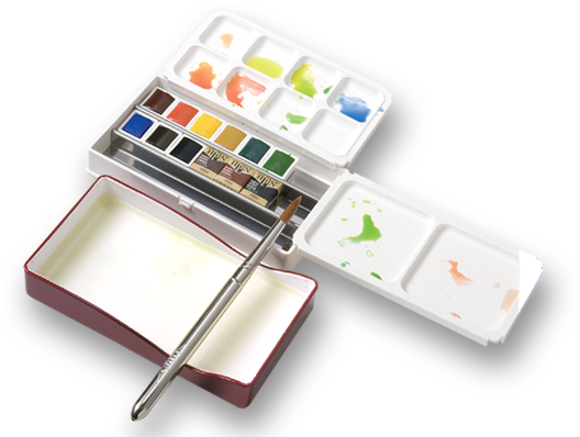 Palm Box Set Of 12 Colors - Holbein Watercolor Half Pan (550x400), Png Download