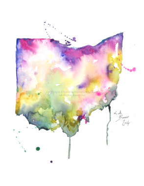 Ohio In Watercolor (380x380), Png Download