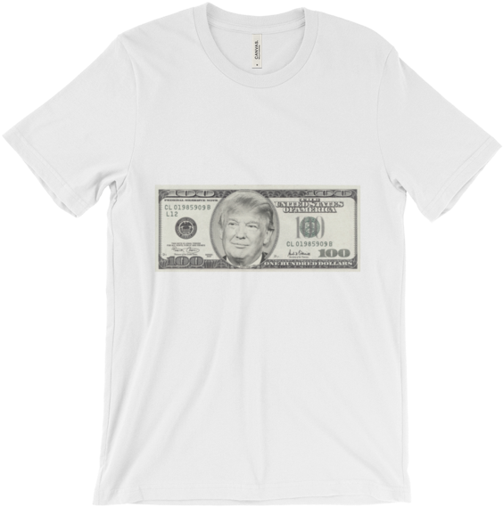President Donald Trump 100 Dollar Bill Unisex Short - T-shirt (600x600), Png Download