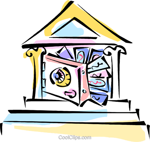 Safe With Money Falling Out Royalty Free Vector Clip (480x454), Png Download