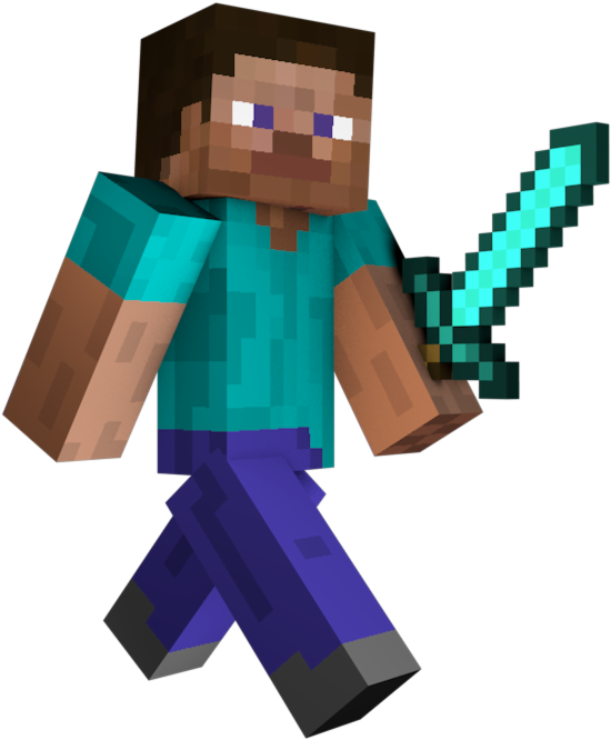 Diamond Sword Steve - Steve Minecraft Diamond Sword (560x674), Png Download