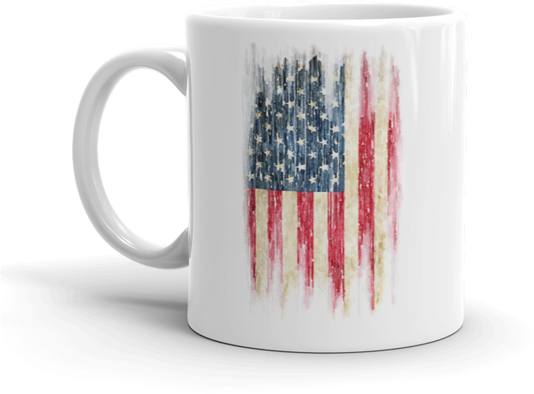 Grunge Print Of American Flag On White Coffee Mug - God's Last Call To America: Pray America Pray (900x900), Png Download