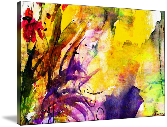 "abstract Floral Spray Intuition Watercolor" By Ginette - Modern Art (650x494), Png Download