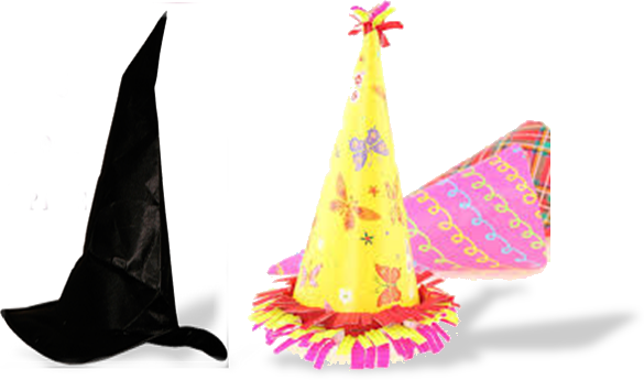 Hats, The Cone Hat From Birthdays Have A Clear Connection - Christmas Tree (585x345), Png Download