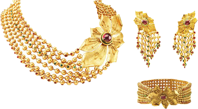 Indian Jewellery Png Mart - Azva Bridal Gold Necklace (736x401), Png Download