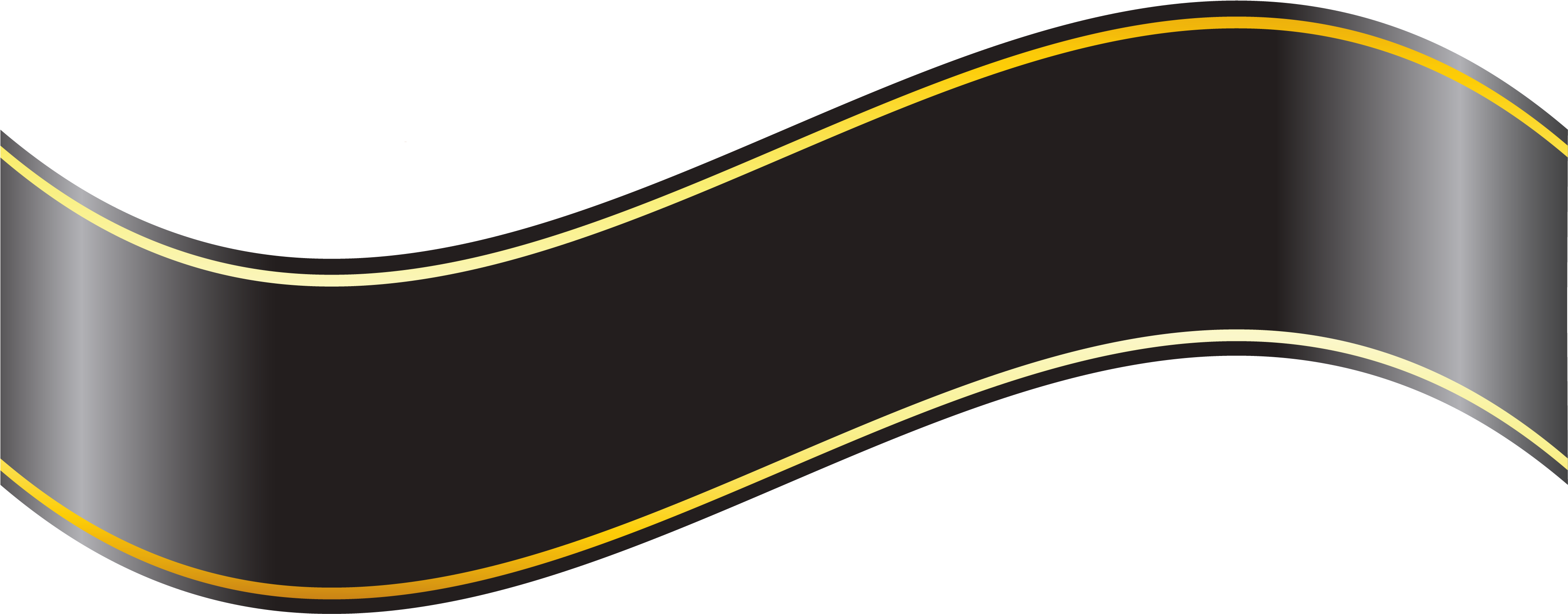 Black And Gold Ribbon Png (3806x1631), Png Download