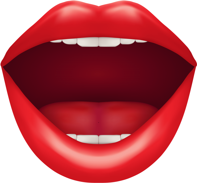 Open Red Mouth Png Clip Art - Personalisierte Rote Lippen Und Zähne Rundes Keramik (500x463), Png Download