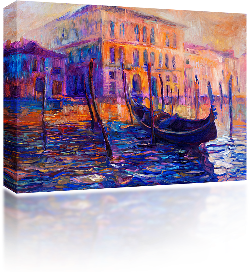 Boats In Venice, Italy - Ivailo Nikolov Paintings Greece (1024x1024), Png Download